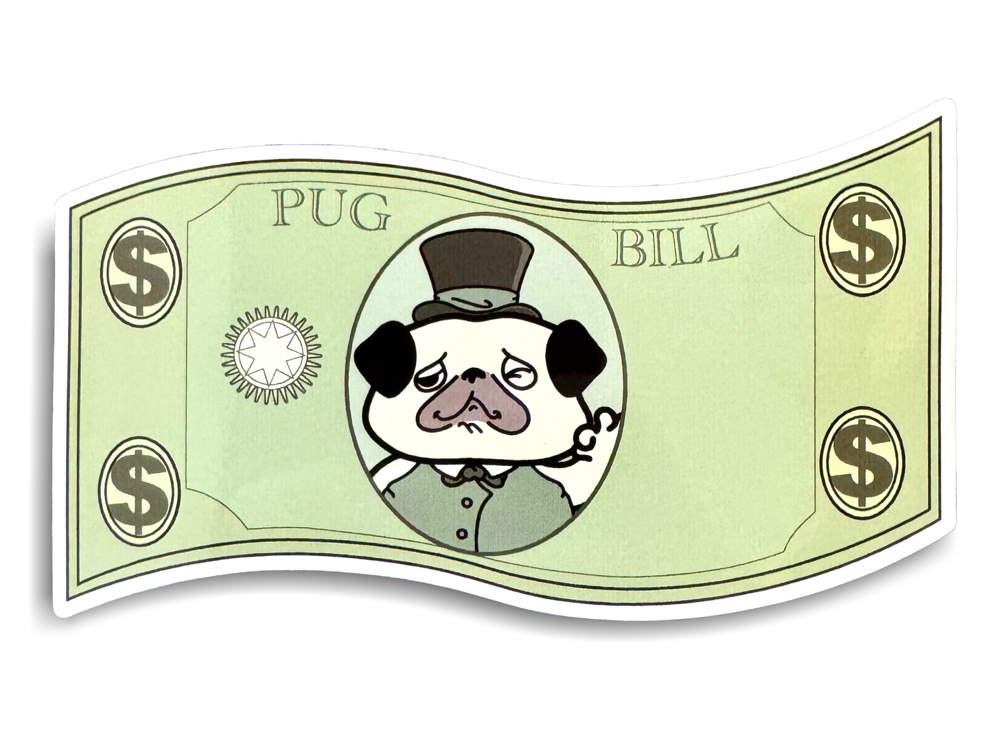 Pug Bill Sticker ~FREE SHIPPING~