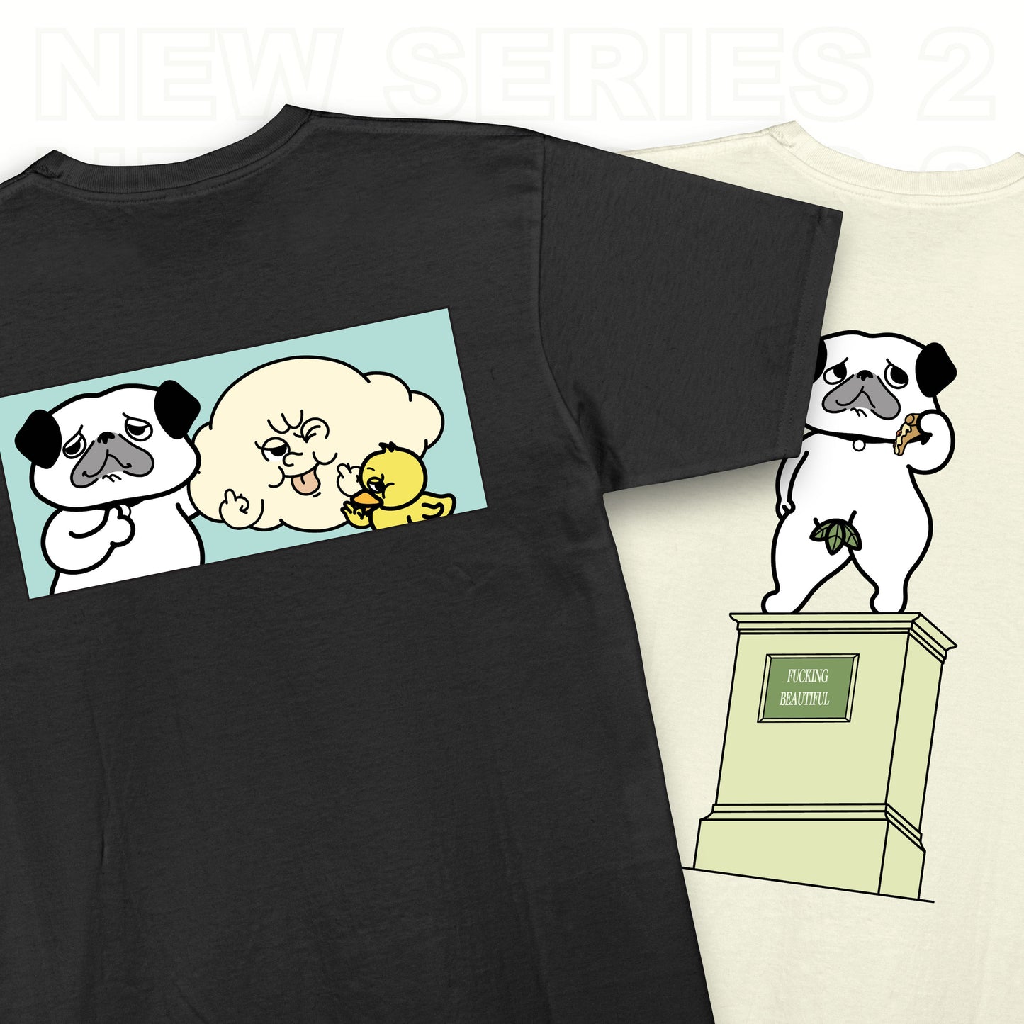 Pug Trio & Grand Leaf Adam Pug Oversized T-Shirt Bundles