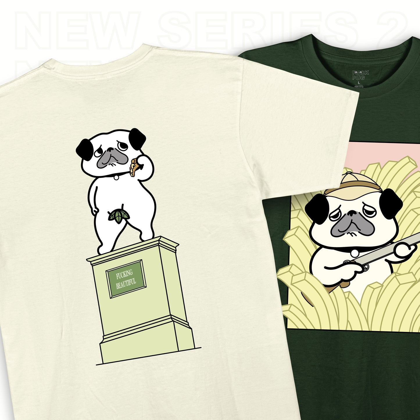 Hunting for Fries & Grand Leaf Adam Pug Oversized T-shirt Bundle