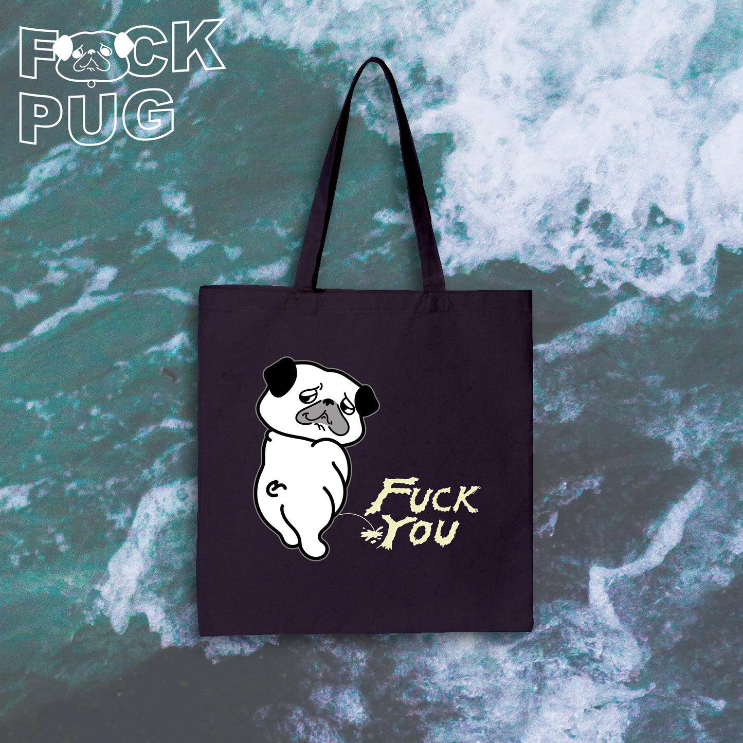 Peeing Pug FU Tote bag