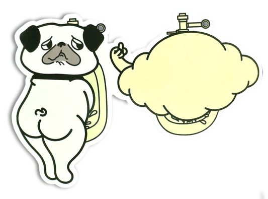 Pug and Cloud Peeing Sticker  ~FREE SHIPPING~