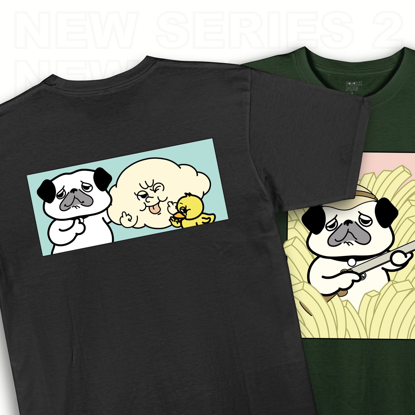 Hunting for Fries & Pug Trio Oversized T-Shirts Bundle
